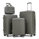 HouseOfZazla green 4-piece spinner wheel luggage set with hard case suitcases and cosmetic case