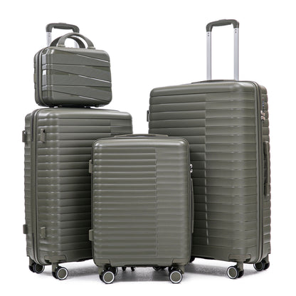 HouseOfZazla green 4-piece spinner wheel luggage set with hard case suitcases and cosmetic case
