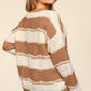 Haptics Striped Contrast Distressed Sweater - Farnelli