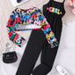 Children's Colorful Geometric Print Top & Jumpsuit Set - Farnelli
