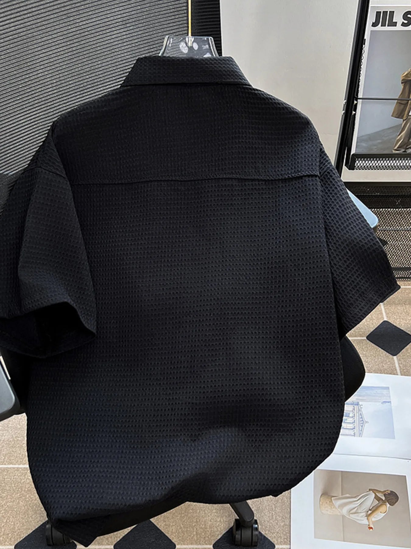Men's Plus Size Waffle Texture Button Up Shirt - Farnelli