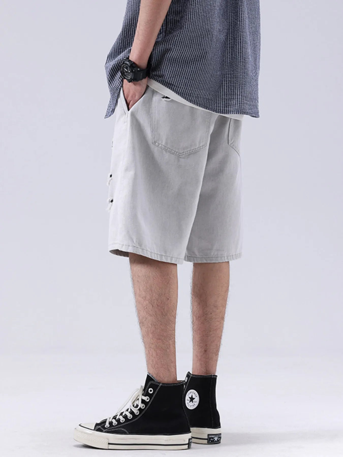Men's Distressed Loose Fit Denim Shorts - Farnelli
