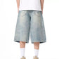 Men's Plus Size Distressed Washed Demin Shorts - Farnelli
