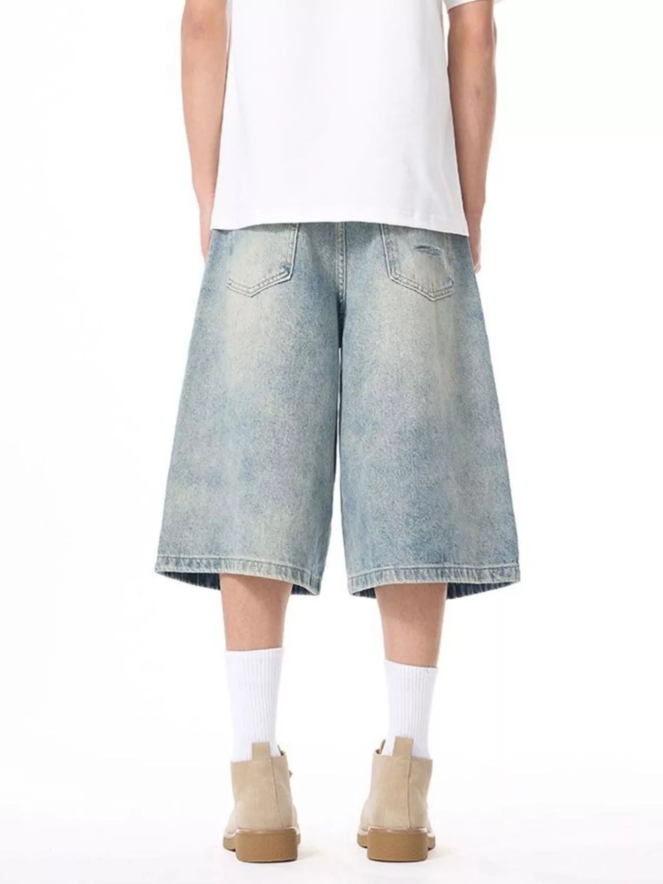Men's Plus Size Distressed Washed Demin Shorts - Farnelli