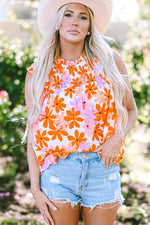 Alison Ruffled Sleeve Smocked Floral Top - Farnelli