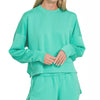 Zenana Scuba Long Sleeve Sweatshirts & Shorts Set - MINT