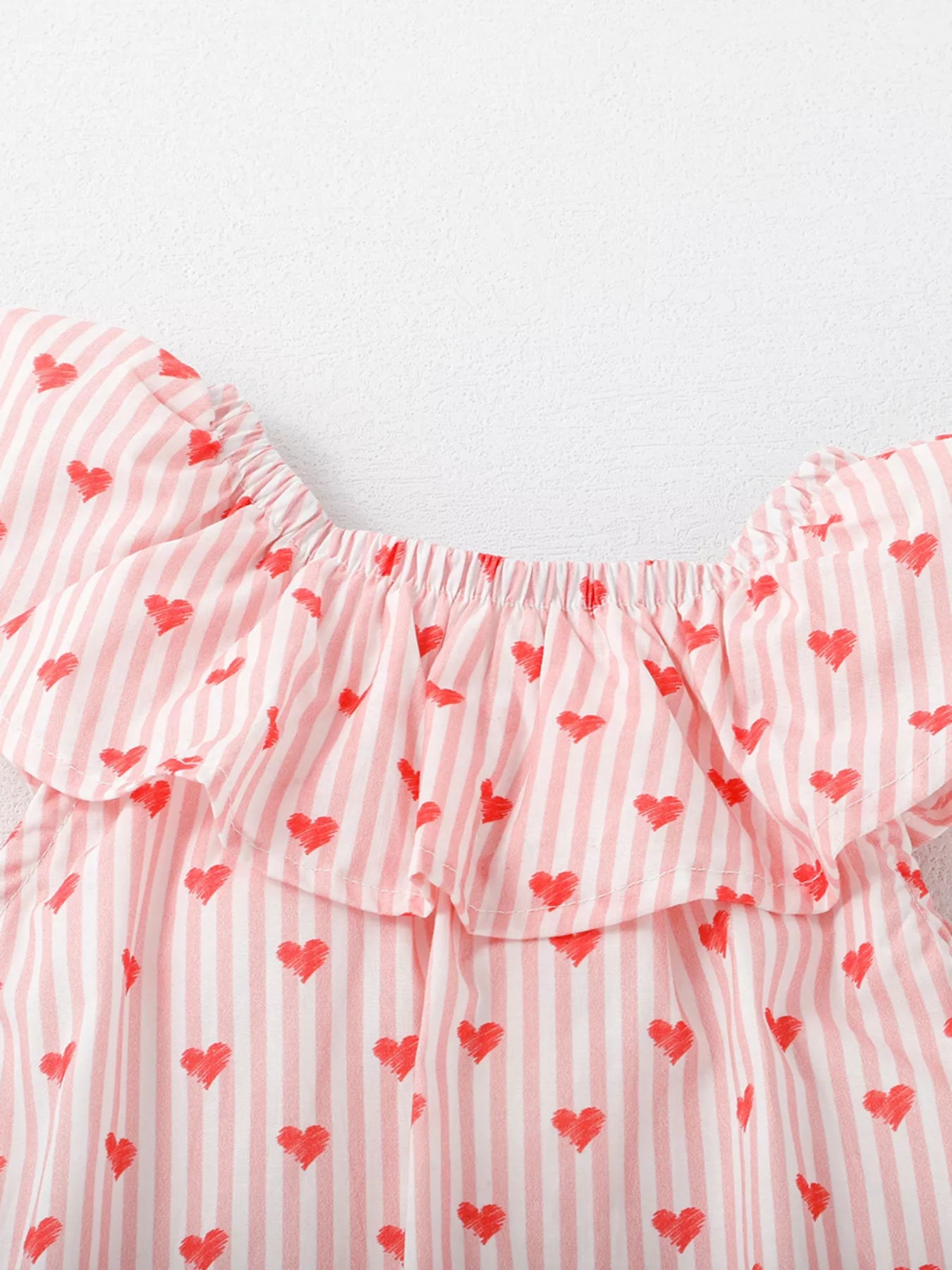 Children's Heart Print Ruffle Trim Dress - Farnelli