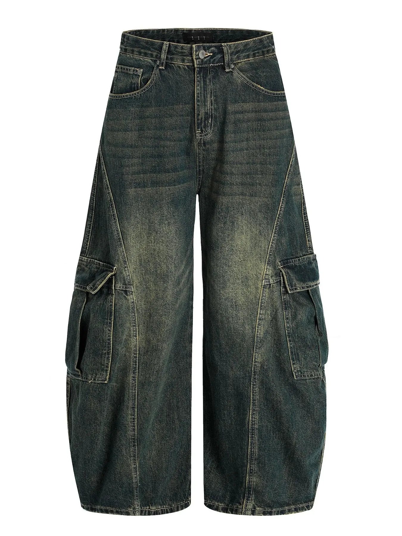 Men's Wide Leg Wash Cargo Jeans - Farnelli
