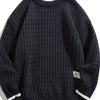 Men's Plus Size Round Neck Textured Knit Sweater - Gray