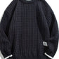 Men's Plus Size Round Neck Textured Knit Sweater - Farnelli