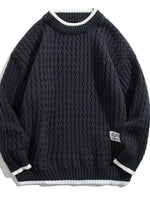 Men's Plus Size Round Neck Textured Knit Sweater - Farnelli