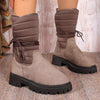 Quilted Lace-Up Mid-Calf Boots - Mocha