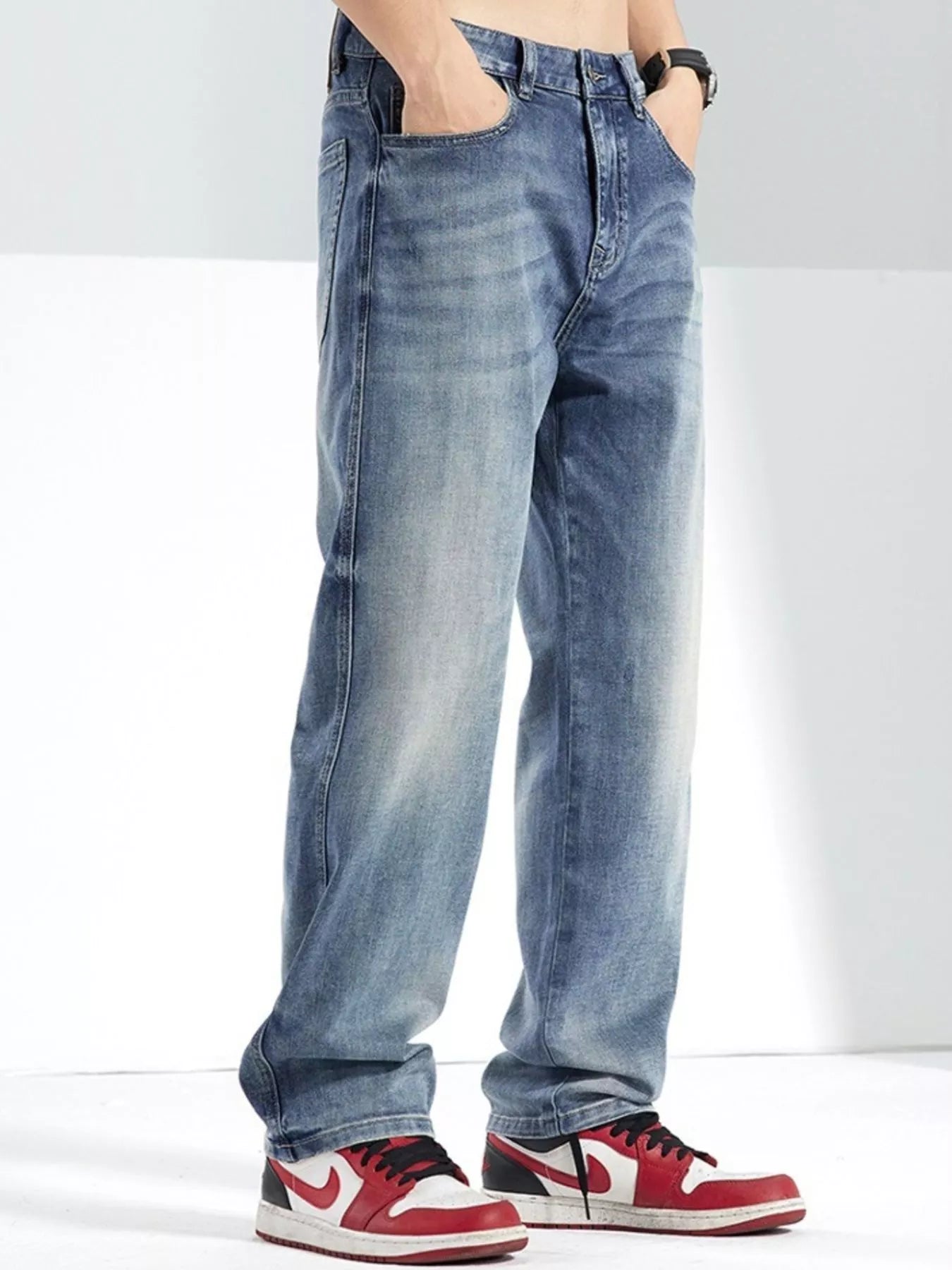 Men's Washed Straight Jeans - Farnelli