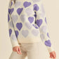 Heart Ribbed Hem Long Sleeve Sweater - Farnelli