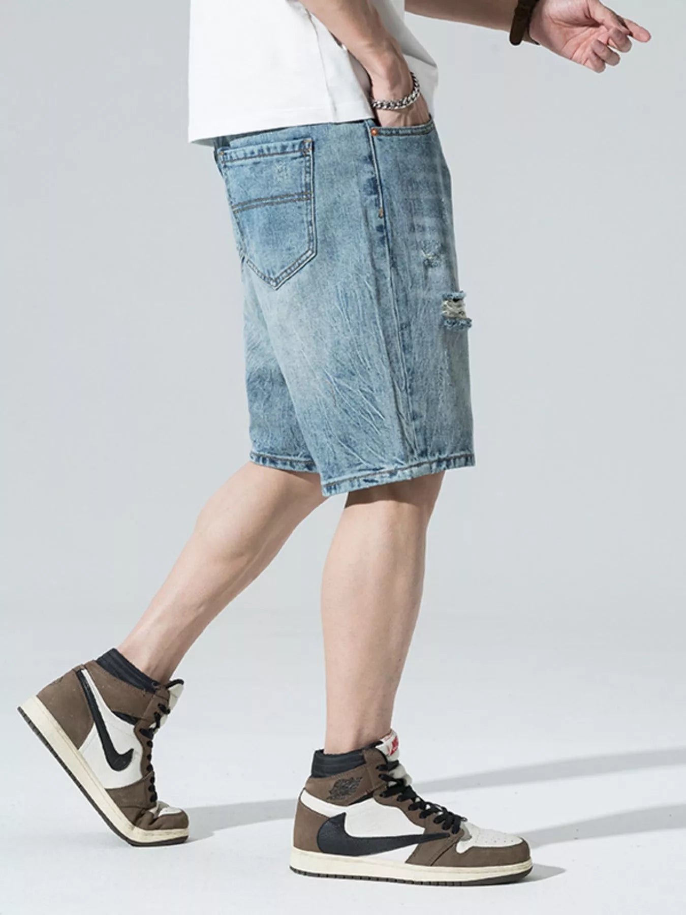 Men's Distressed Denim Shorts - Farnelli