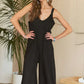 ADORA Black Textured Wide-Leg Jumpsuit - Farnelli