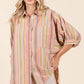 Mittoshop Striped Bubble Sleeve Button Down Shirt - Farnelli