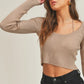 MABLE Long Sleeve Crop Sweater Top and Inner Bra Set - Farnelli