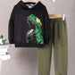 Children's Dinosaur Graphic Hoodie and Pants Set - Farnelli