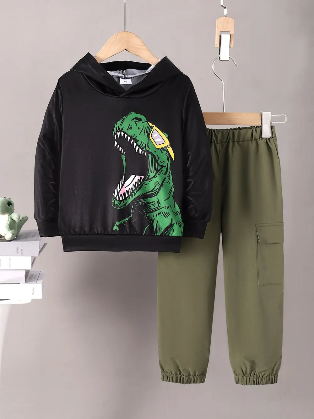Children's Dinosaur Graphic Hoodie and Pants Set - Farnelli