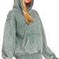Zenana Fleece Acid Wash Kangaroo Pocket Hoodie - Farnelli