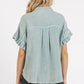 Mittoshop Mineral Washed Button Down Flounce Sleeve Shirt - Farnelli
