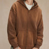 Men's Oversized Casual Zip-Up Hoodie - Camel