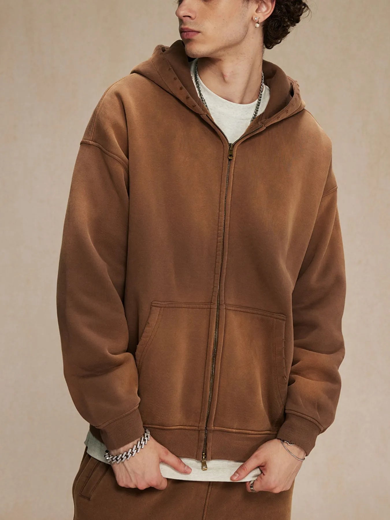 Men's Oversized Casual Zip-Up Hoodie - Farnelli