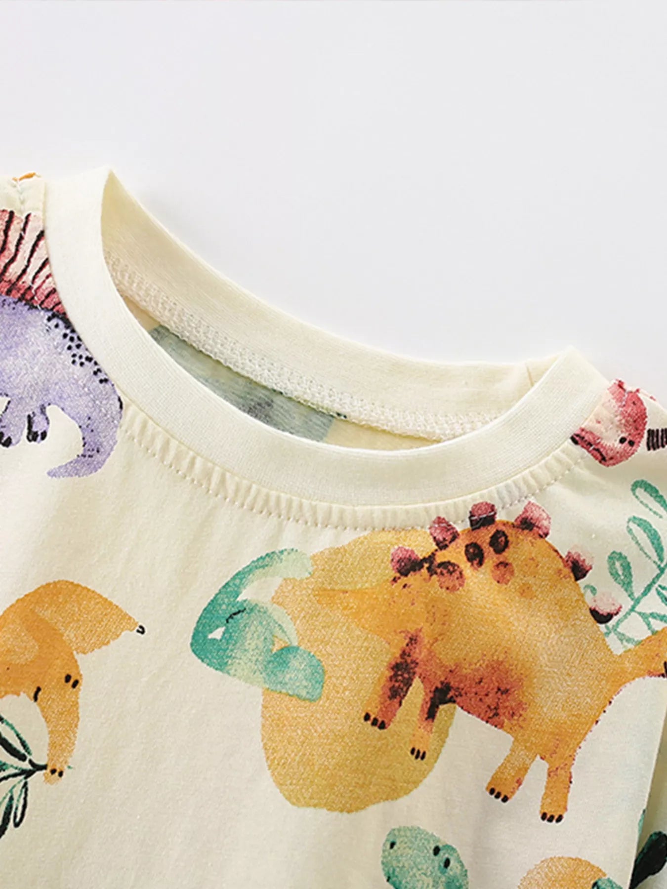 Children's Dinosaur Print Crew Neck Short Sleeve T-Shirt - Farnelli