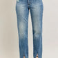 Judy Blue Full Size High Waist Vintage Wash Front Seam & Slit Straight Plus Size - Farnelli