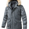 Men's Plus Size Fur Hooded Winter Parka Coat - Grey