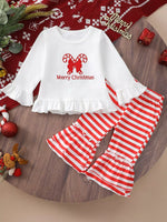 Children's Christmas Ruffle Trim Top and Pants Set - Farnelli