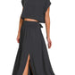 Zenana Heavy Woven Span Crop Tee & Skirt Set - Farnelli