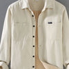 Men's Plus Size Button Up Long Sleeve Shirt - Beige