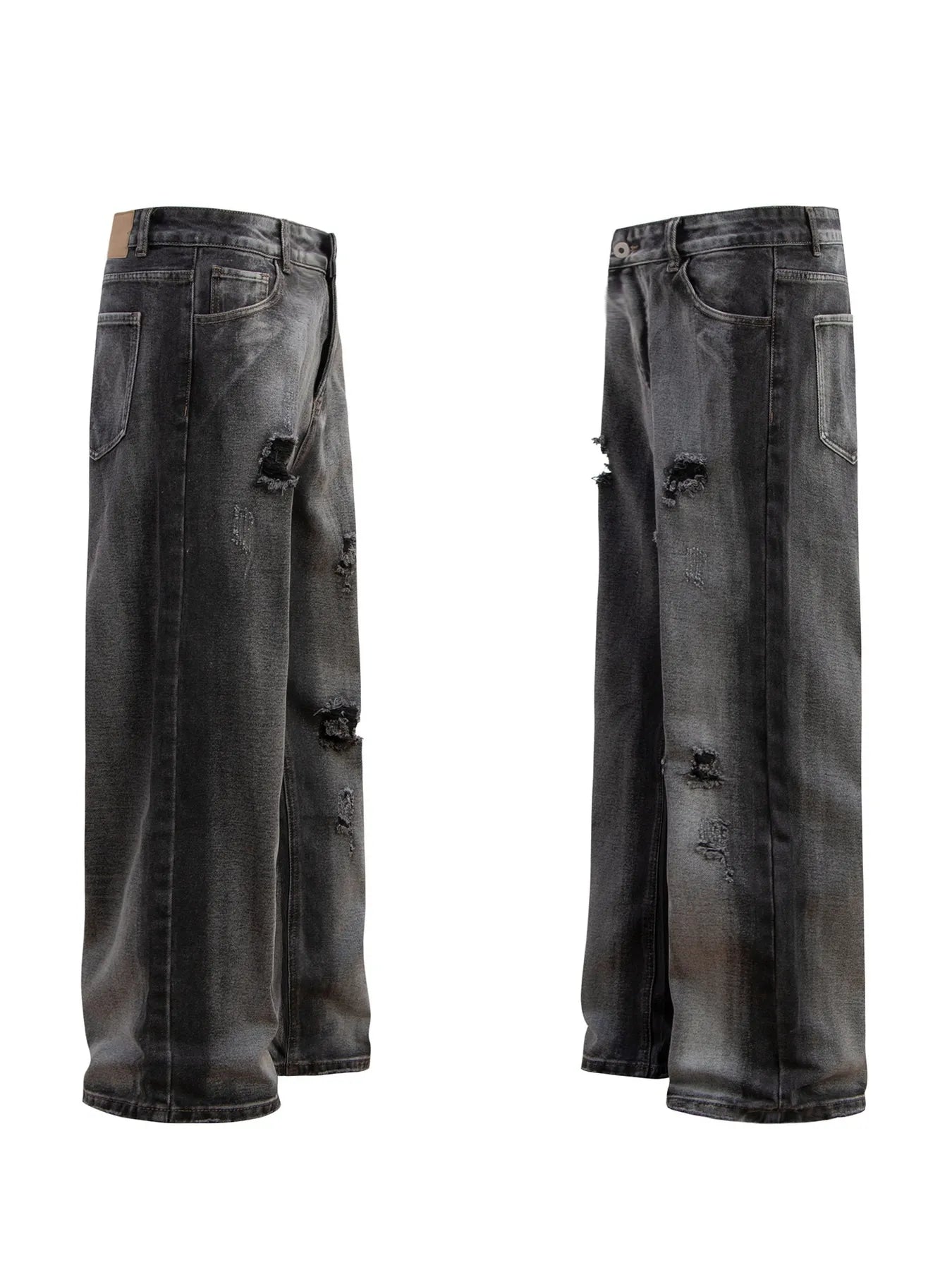 Men's Distressed Wide-Leg Jeans - Farnelli