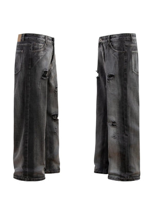 Men's Distressed Wide-Leg Jeans - Farnelli