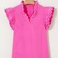 Jazmine Scallop Short Sleeve V Neck Blouse - Farnelli