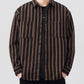 Men's Plus Size Striped Button Up Long Sleeve Shirt - Farnelli