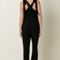 Mittoshop Rib Knit V-Neck Cross Back Jumpsuit - Farnelli