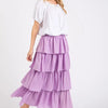 Mittoshop Chiffon Ruffle Layer Elastic Waist Midi Skirt - Lavender