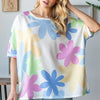 HOPELY Floral Round Neck Waffle T-Shirt - Off-White