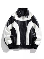 Men's Two-Tone Retro Style Faux Leather Jacket - Farnelli