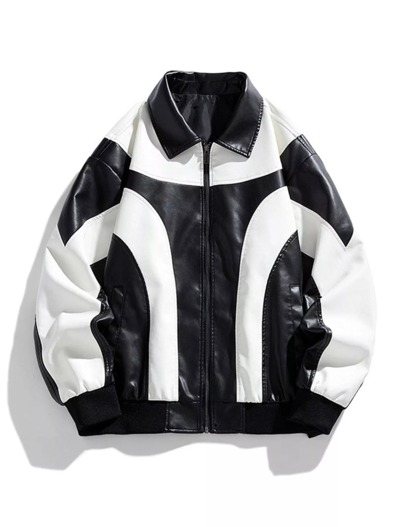 Men's Two-Tone Retro Style Faux Leather Jacket - Farnelli