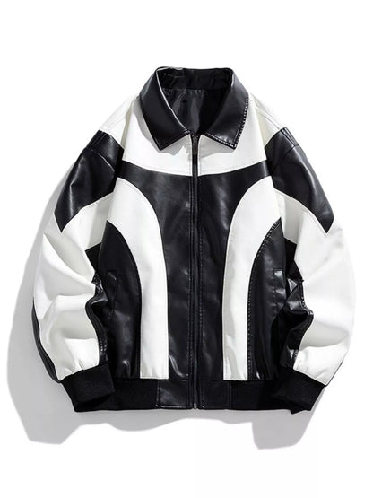 Men's Two-Tone Retro Style Faux Leather Jacket - Farnelli