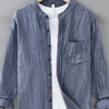 Men's Plus Size Button Up Long Sleeve Shirt - Gray Blue