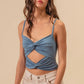 BiBi Rayon Span Jersey Knit Double Twist Front Cami Top - Farnelli