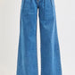 RISEN Full Size Mid Rise Fit Wide Leg with Pleated Detail Jeans Plus Size - Farnelli