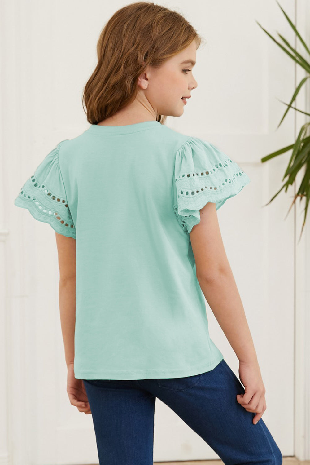 Round Neck Flutter Sleeve T-Shirt - Farnelli