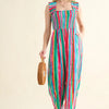 And The Why Full Size Striped Smocked Sleeveless Jumpsuit - STRIPE