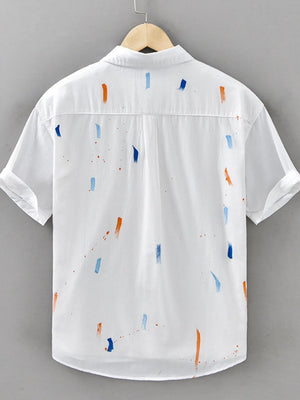 Men's Plus Size Printed Button Up Short Sleeve Shirt - Farnelli